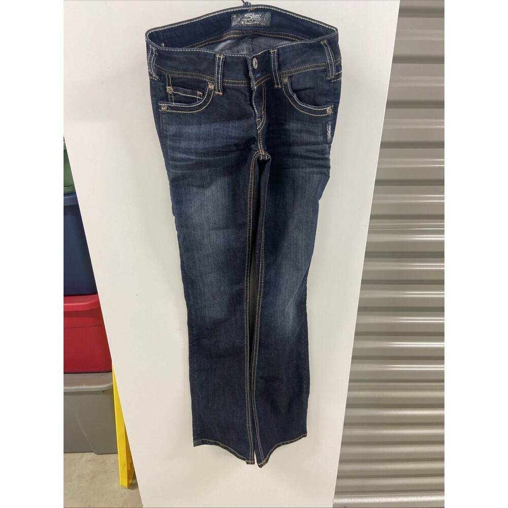 WOMENS SULVER JEANS SKINNY BOOT HEAVY STITCHED W25XL32 LOW CUT